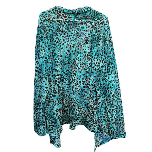 George Simonton Says Animal Print Spotted Lace Cardigan Womens Sz. 1X Leopard - Picture 2 of 10
